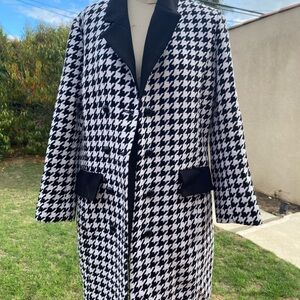 Houndstooth Black and White Women's Coat